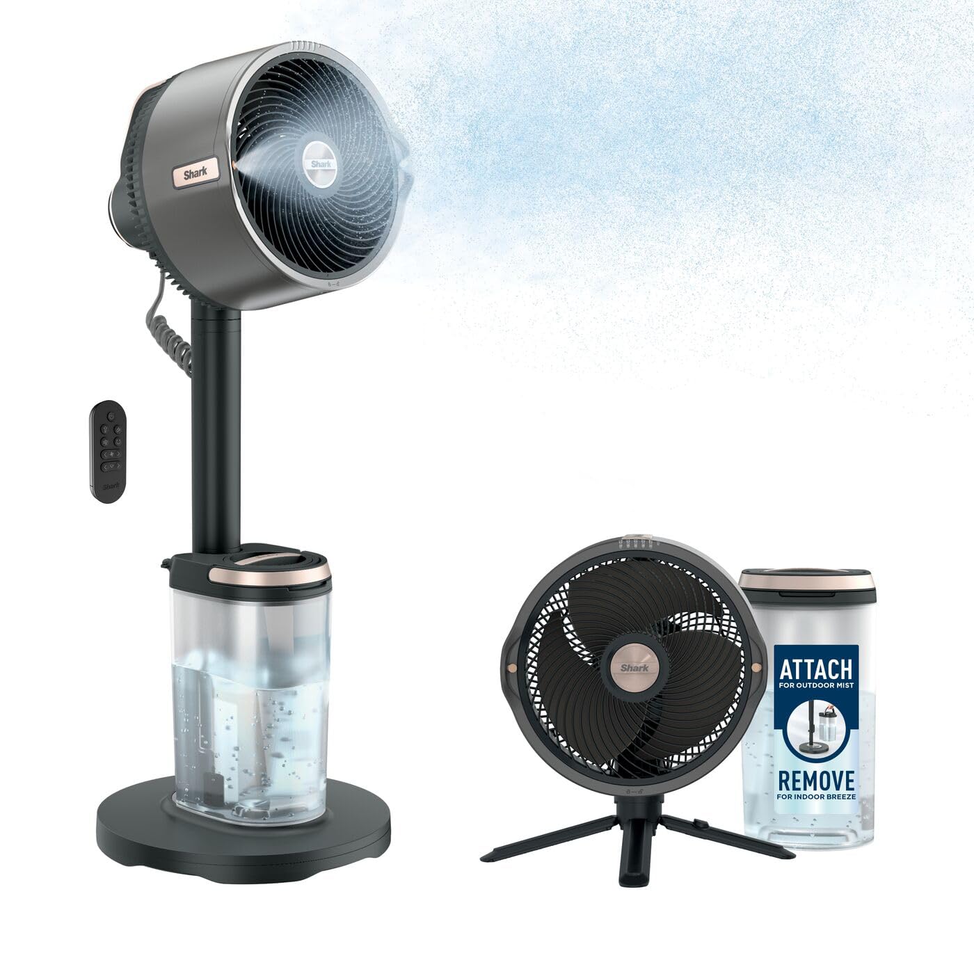 Shark FlexBreeze Pro Mist FA300EU - Akumulatora stāvventilators un galda ventilators ar miglošanu, 20 m