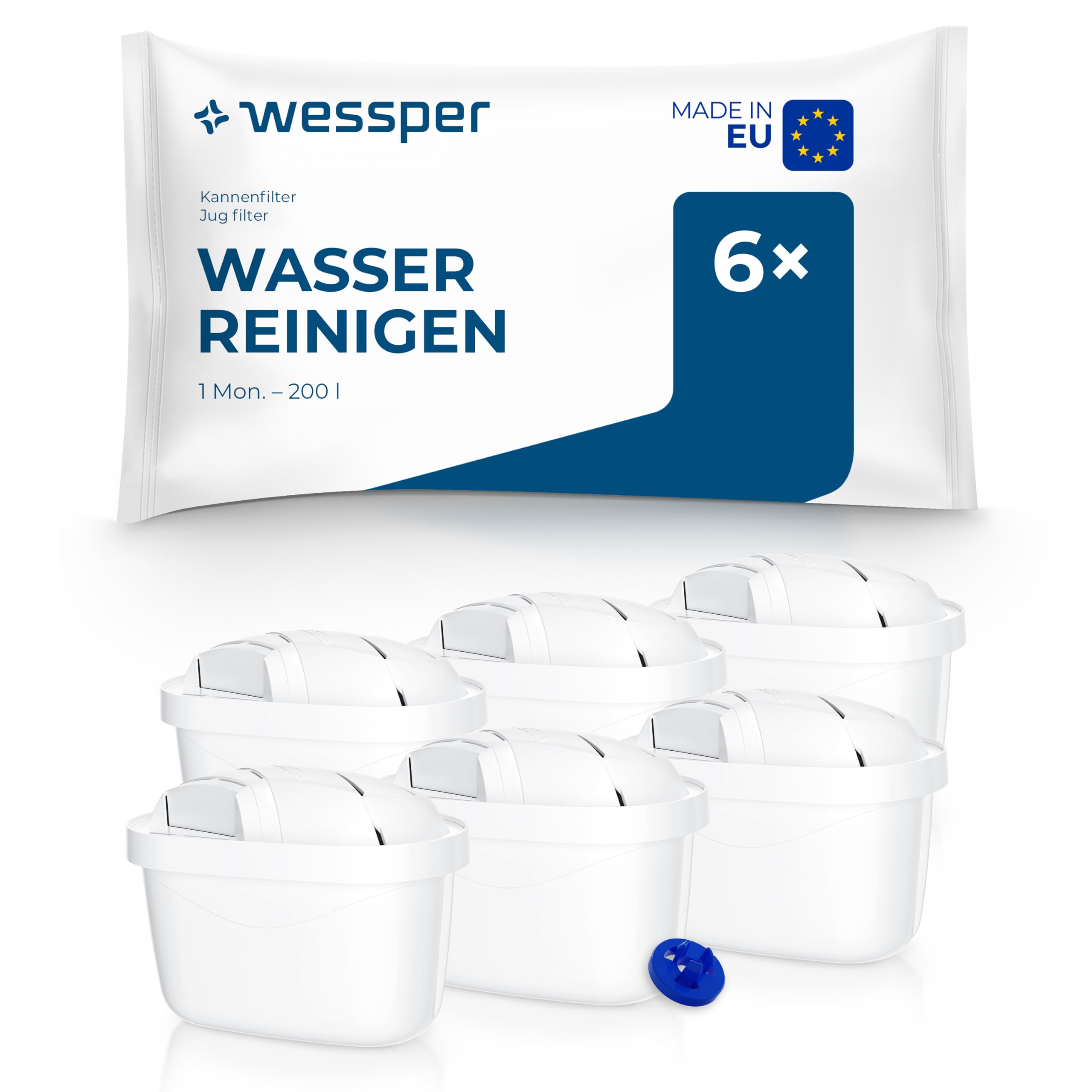 Wessper Aquamax WES003-6R - Ūdens filtra kasetnes ar PIN adapteriem Brita kannam, 6 gab.