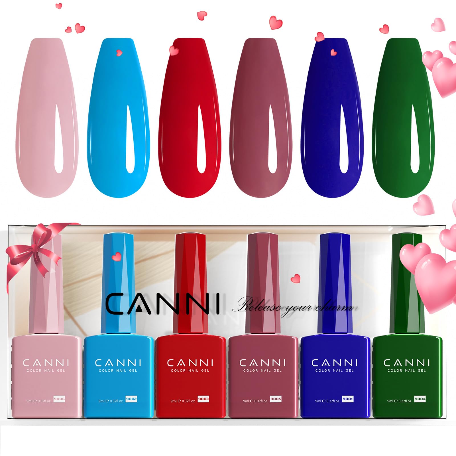 CANNI UV 2316 - Gēla nagu laka 6 krāsu komplekts 9 ml