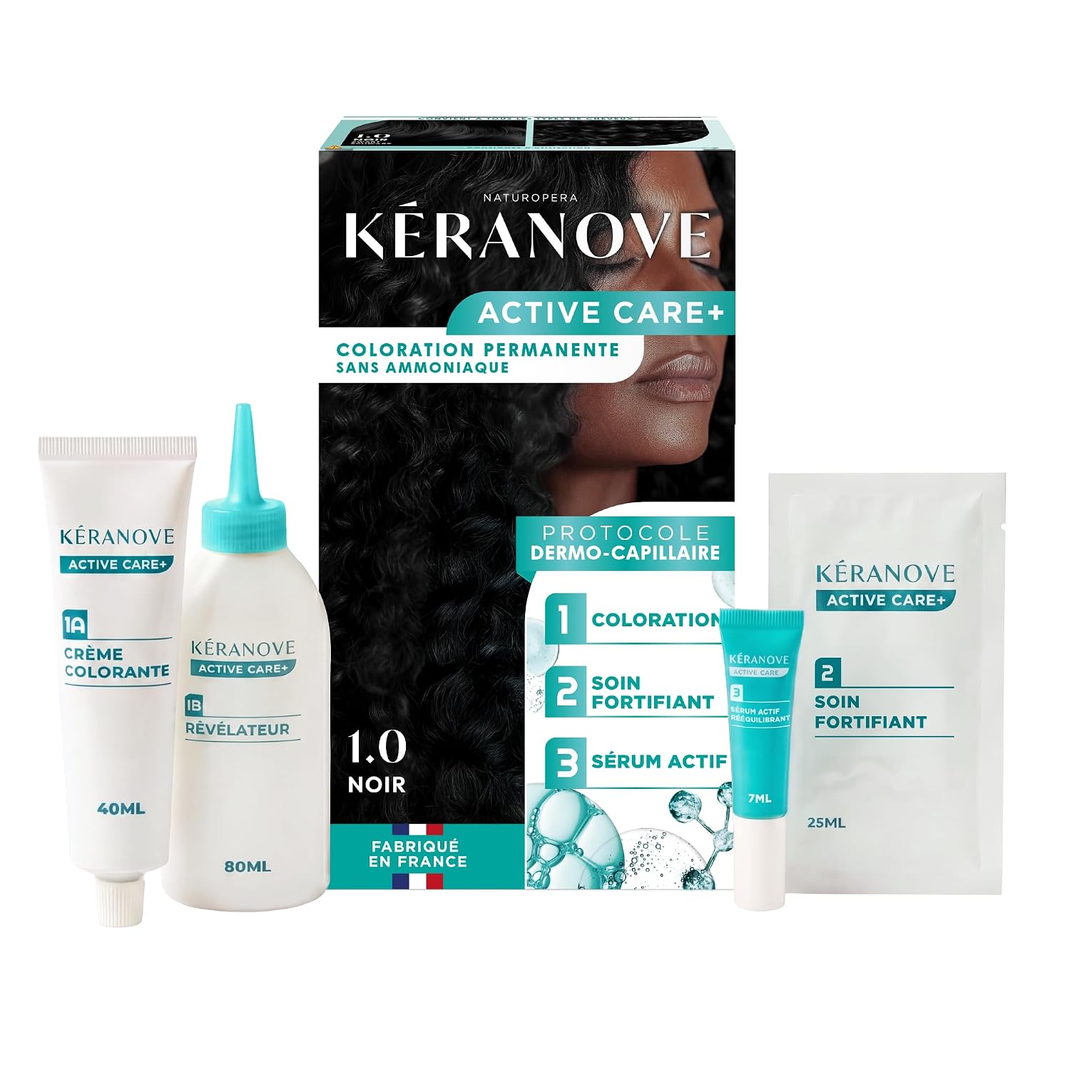 Keranove ACTIVE CARE - Matu krāsa bez amonjaka, melna 1.0,