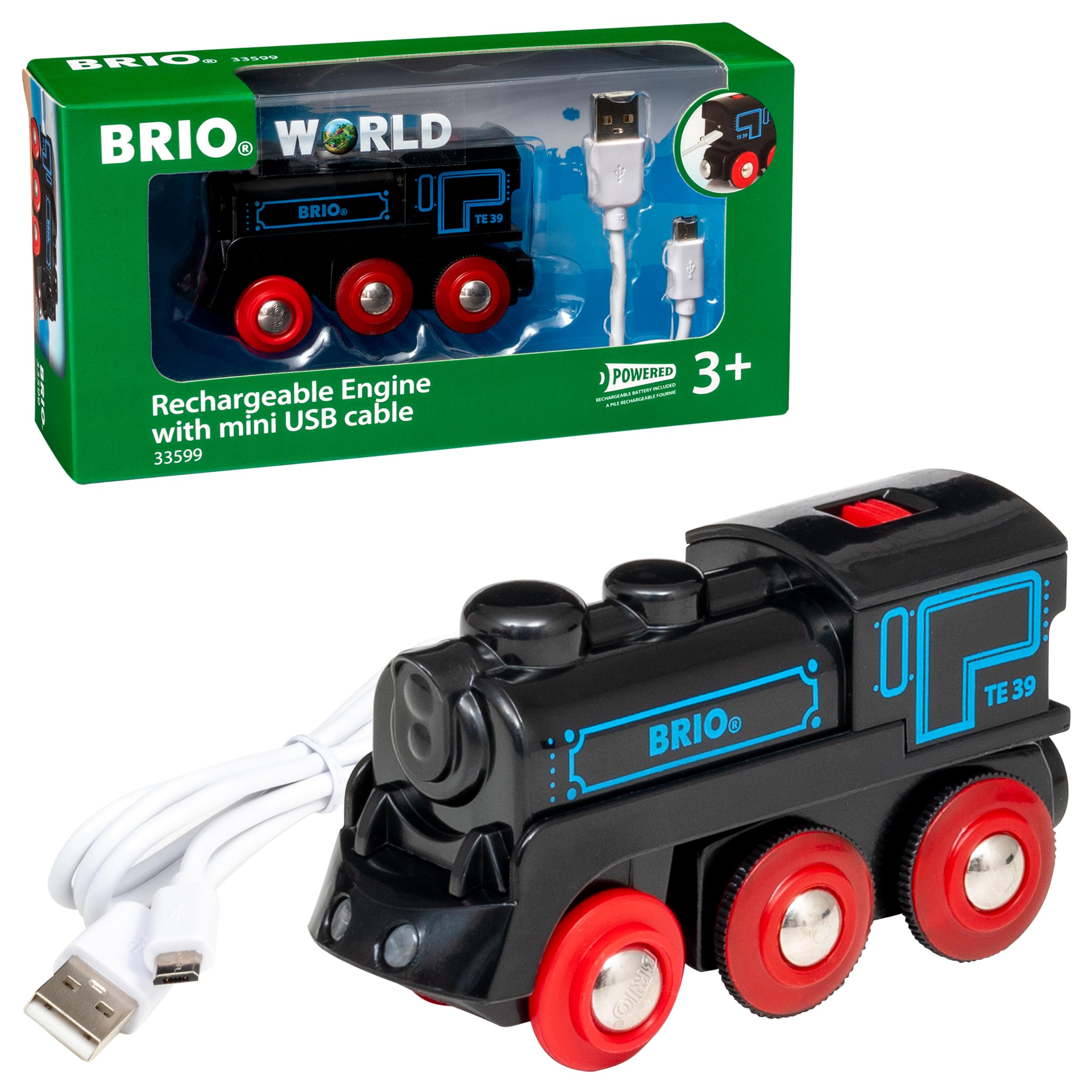 BRIO World 33599 - Akumulatora lokomotīve ar mini-USB lādētāju bērniem no 3 gadiem