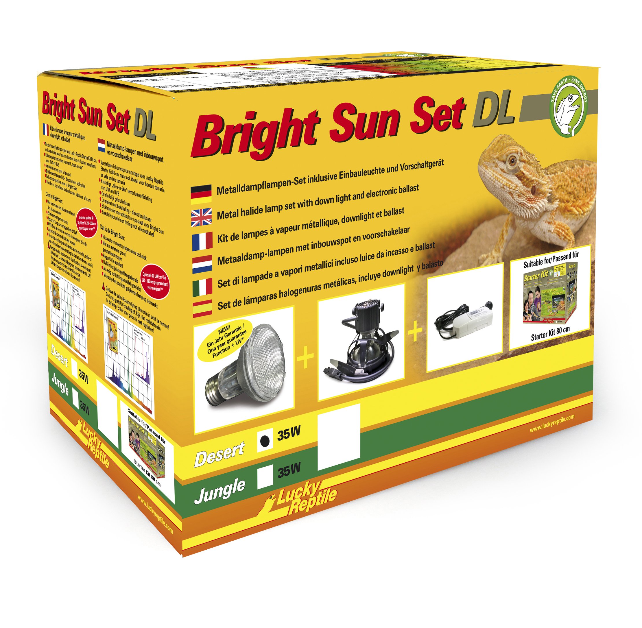 Lucky Reptile Bright Sun BSSDL-D35W - Komplekts tuksneša rāpuļiem ar 35 W metāla halogenīdu lampu